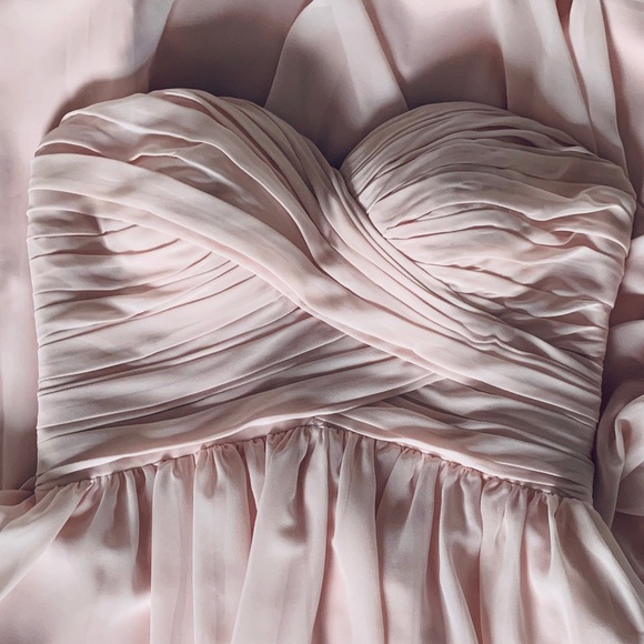 Bill Levkoff Pale Pink Chiffon Strapless Gown 8 - Picture 2 of 6